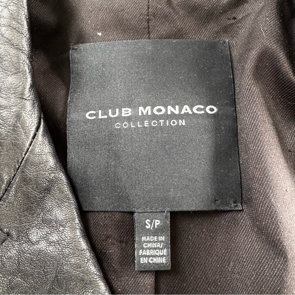 Club Monaco Collection Cropped Leather Biker Moto Jacket - Size Small - Picture 8 of 9